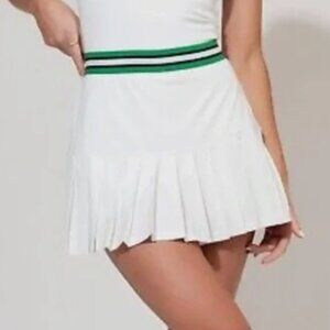 IVL Collective Women's 10 Pleated White Green Athletic Sport Skort Tennis Skirt